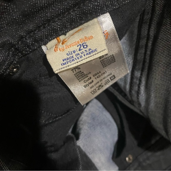 CITIZENS OF HUMANITY AVA #142 STRETCH LOW-WAIST STRAIGHT LEG BLACK WASHED JEANS - Picture 6 of 15